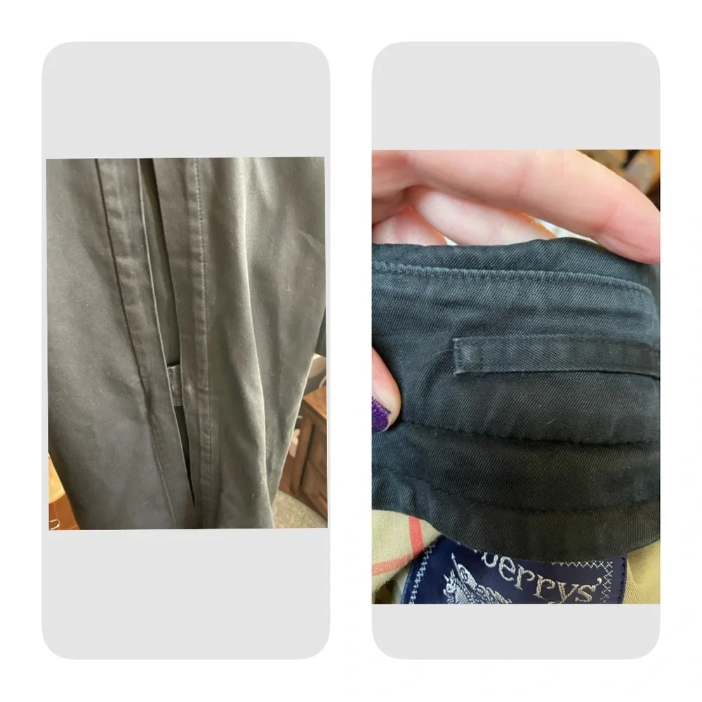 Burberry Vintage Trench Coat Black Authentic Nova Check Double Breasted 14 XLong - Picture 15 of 16